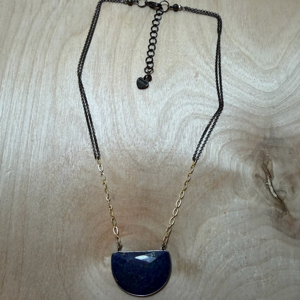 Nakamol Gold and Deep‎ Blue Half-Moon Necklace